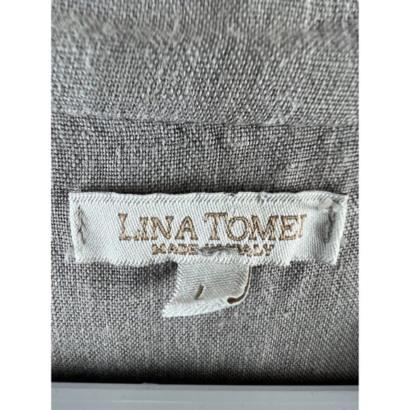 Lina Tomei Dress Sleeveless Linen Lace Detail Button Ruffle Hem Large - Picture 8 of 9